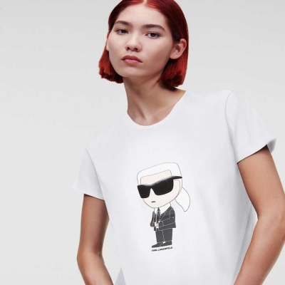 White Karl Lagerfeld Ikonik 2.0 Women's T-Shirts | USA29HWNS