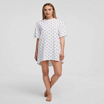 White Karl Lagerfeld Ikonik Karl Night Dress Women's Loungewear | USA19ZVWJ