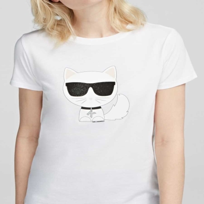 White Karl Lagerfeld K/Ikonik Choupette Women's T-Shirts | USA71XLNU