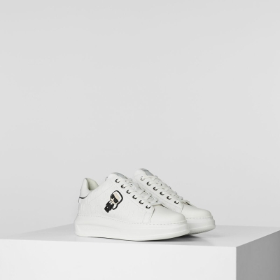 White Karl Lagerfeld K/Ikonik Kapri Kl Monogram Women's Sneakers | USA04ONMV