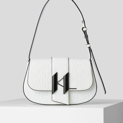 White Karl Lagerfeld K/Saddle Monogram-embossed Women's Shoulder Bags | USA39ENJM