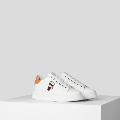 White Karl Lagerfeld Kapri Ikonic Logo Women's Sneakers | USA17IEYP