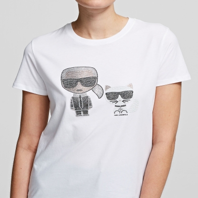 White Karl Lagerfeld Karl & Choupette Ikonik Tee Women's T-Shirts | USA35HUTA