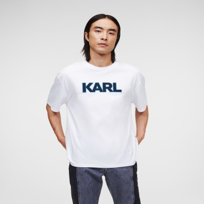 White Karl Lagerfeld Karl Logo Men's T-Shirts | USA41KFXC