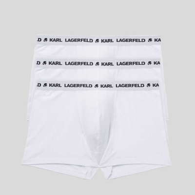 White Karl Lagerfeld Karl Logo Monochrome Trunks - 3 Pack Men's Underwear | USA38DTQZ