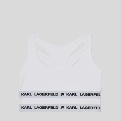 White Karl Lagerfeld Karl Logo Sports Bra - 2 Pack Women's Underwear | USA65LOTX