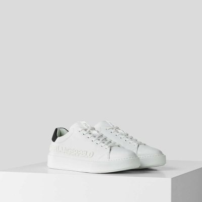 White Karl Lagerfeld Karl Maxi Kup Injekted Logo Men's Sneakers | USA80MQSU