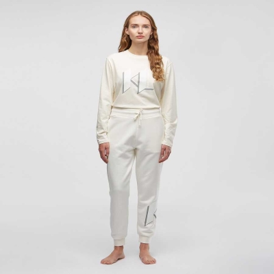 White Karl Lagerfeld Kl Monogram Loungewear Joggers Women's Loungewear | USA49RFCA