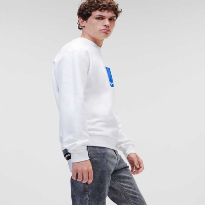 White Karl Lagerfeld Klj Men's Sweatshirts | USA13ZGFR