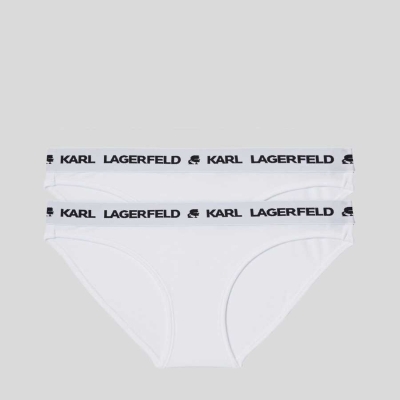 White Karl Lagerfeld Logo Briefs - 2 Pack Women's Underwear | USA04CIFL