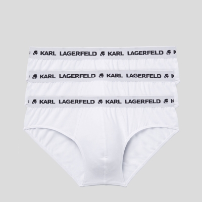 White Karl Lagerfeld Logo Briefs 3-pack Men's Underwear | USA63ZIPK