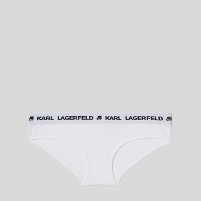 White Karl Lagerfeld Logo Hipster Briefs Women's Underwear | USA76TMGI