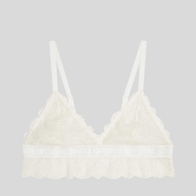 White Karl Lagerfeld Longline Lace Triangle Bra Women's Underwear | USA74YNWV