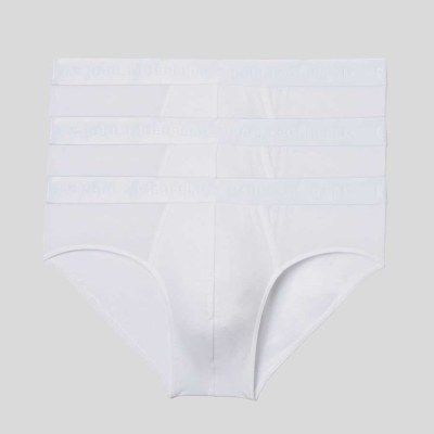 White Karl Lagerfeld Premium Karl Logo Brief – 3 Pack Men's Underwear | USA19AEMS