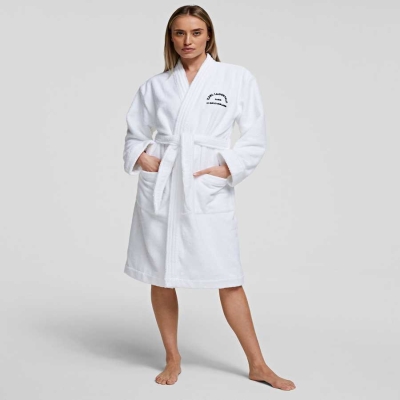 White Karl Lagerfeld Rue St-guillaume Bathrobe Women's Loungewear | USA38LVMY