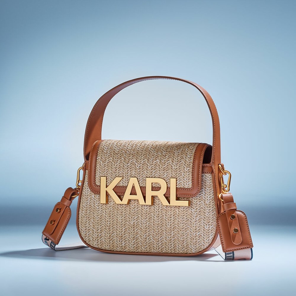 Beige Karl Lagerfeld K/Letters Woven - Online Exclusive Women\'s Crossbody Bags | USA90EHDS