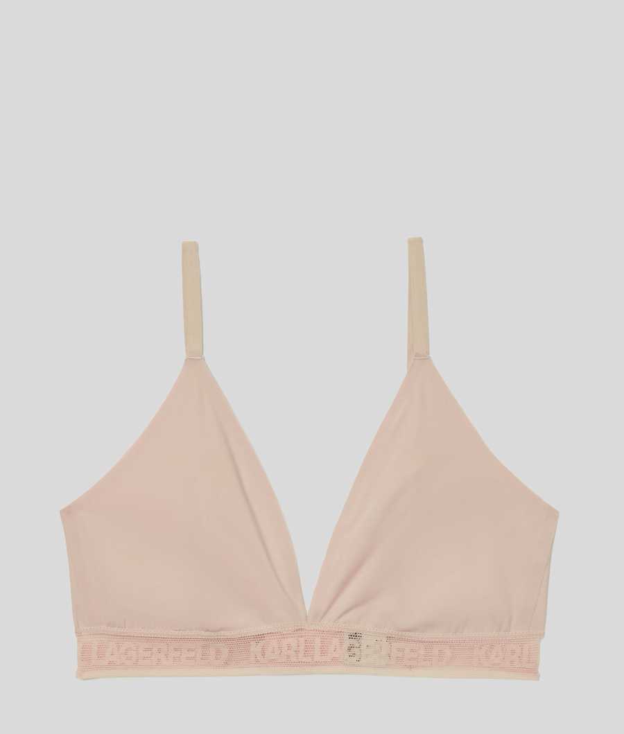 Beige Karl Lagerfeld Ultra-light Karl Logo Triangle Bra Women's Underwear | USA07CNPG