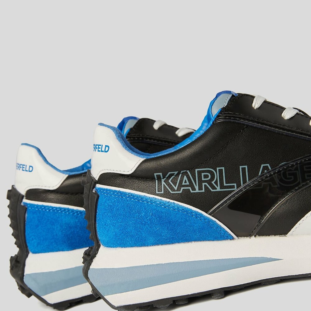 Black / Blue Karl Lagerfeld Zone Flo Strap Men's Sneakers | USA37SCKR