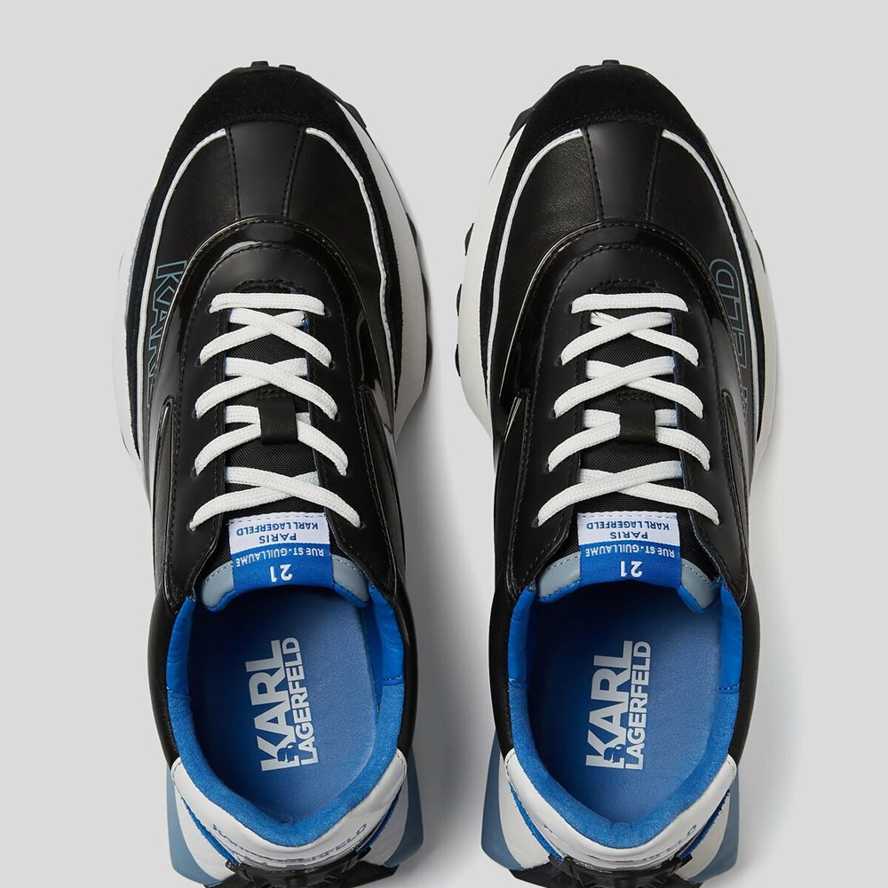 Black / Blue Karl Lagerfeld Zone Flo Strap Men's Sneakers | USA37SCKR