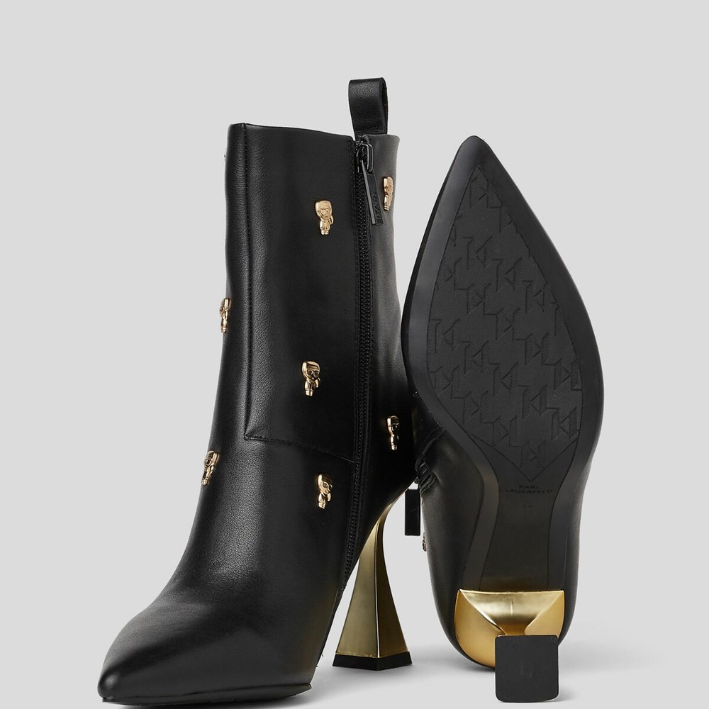 Black / Gold Karl Lagerfeld K/Ikonik Debut Badges Women's Boots | USA07GRWA