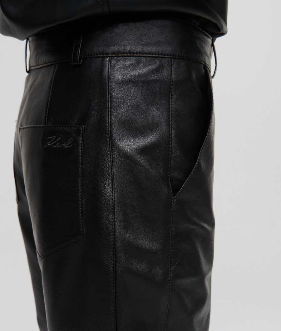 Black Karl Lagerfeld Athleisure Leather Women's Pants | USA59XQHC