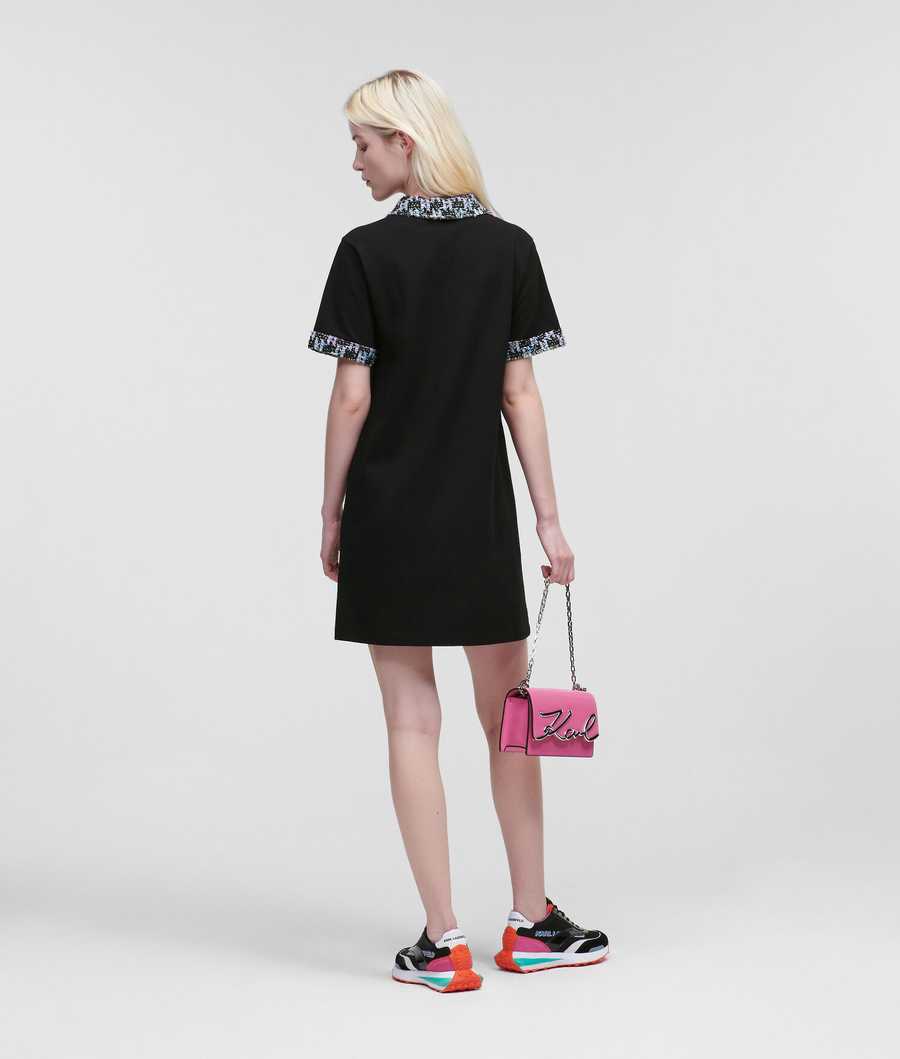 Black Karl Lagerfeld BOUCLÉ Polo Women's Dresses | USA12WXUE