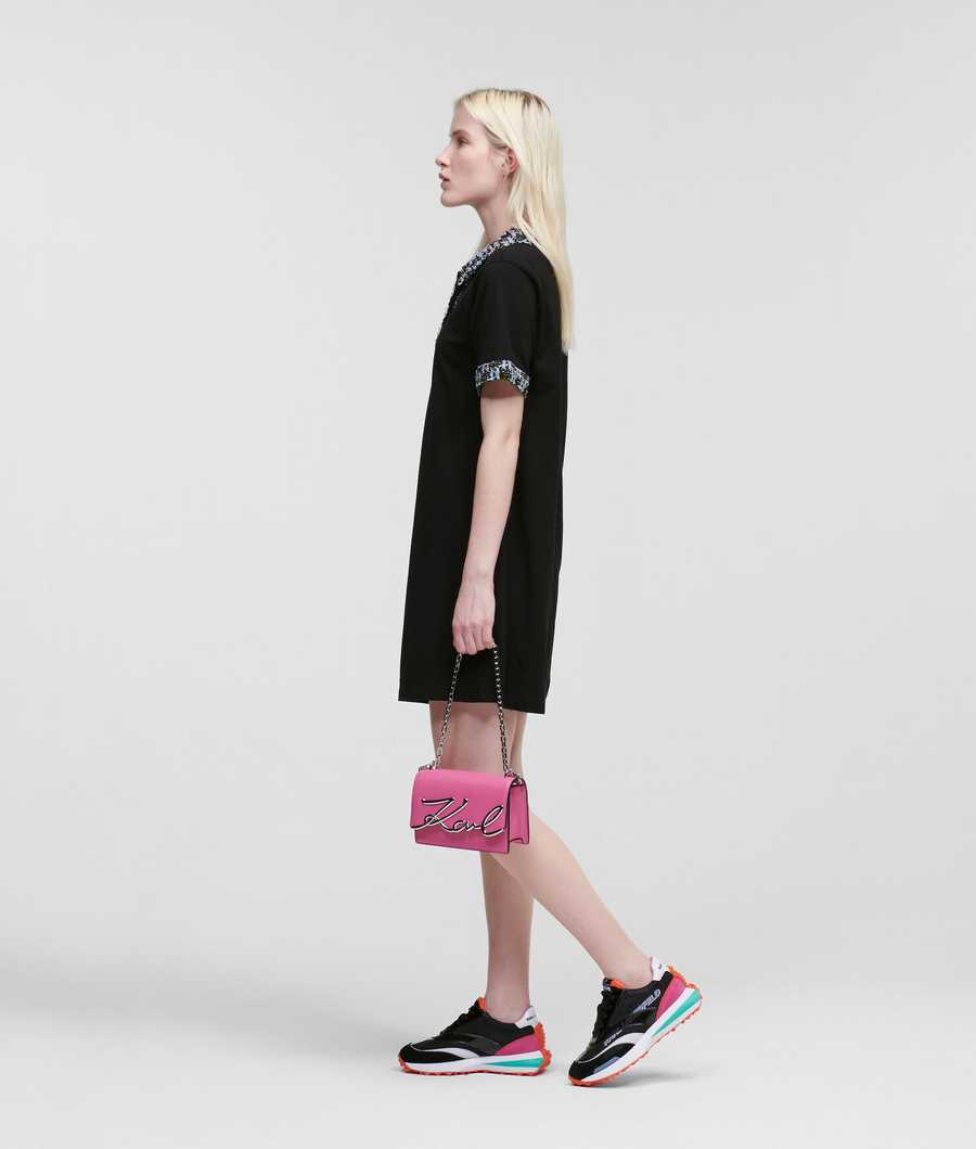 Black Karl Lagerfeld BOUCLÉ Polo Women's Dresses | USA12WXUE