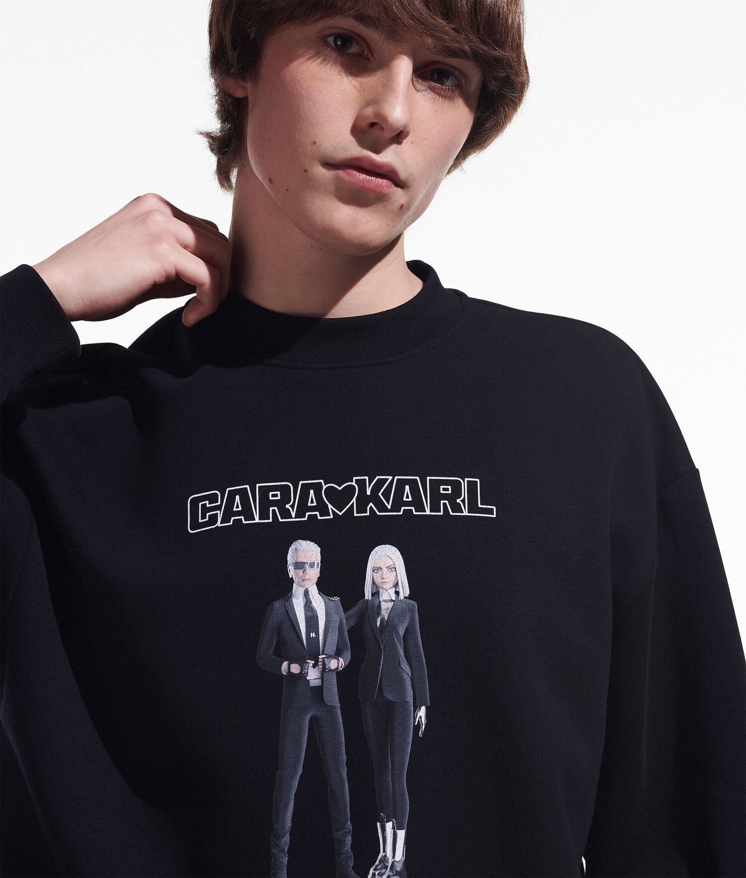 Black Karl Lagerfeld Cara Loves Karl Avatar Men\'s Sweatshirts | USA23KYNI