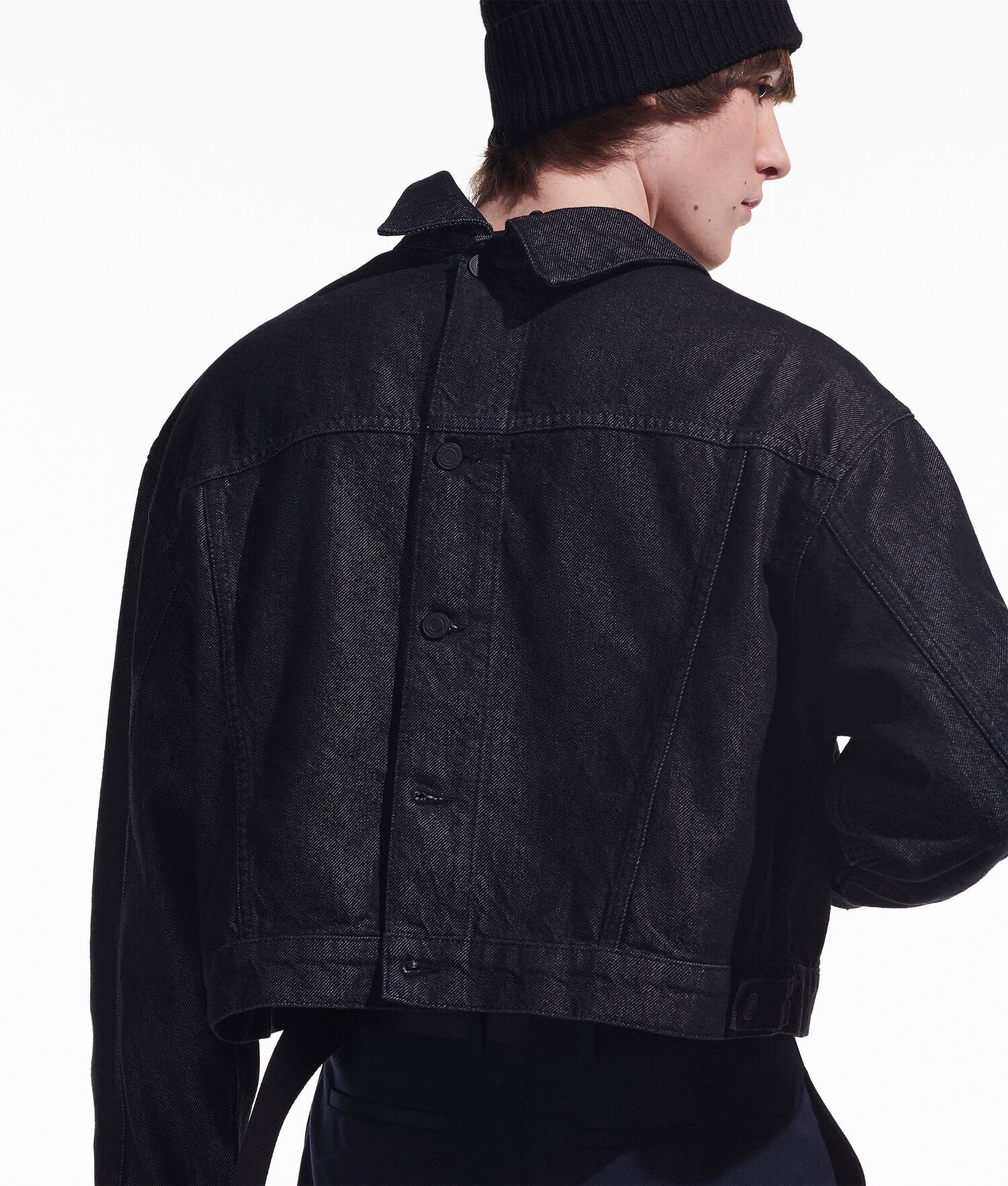 Black Karl Lagerfeld Cara Loves Karl Cropped Denim Men's Jackets | USA45INXZ