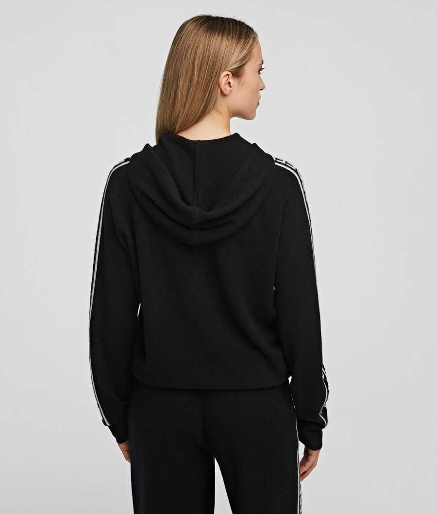 Black Karl Lagerfeld Cashmere Hoodie Women's Loungewear | USA89VFEW