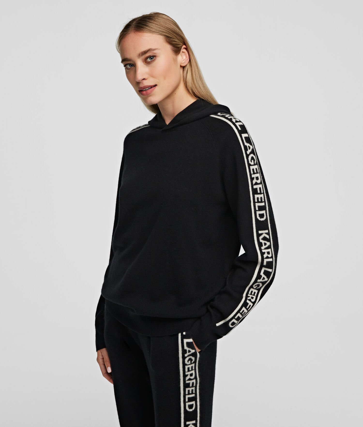 Black Karl Lagerfeld Cashmere Hoodie Women\'s Loungewear | USA89VFEW