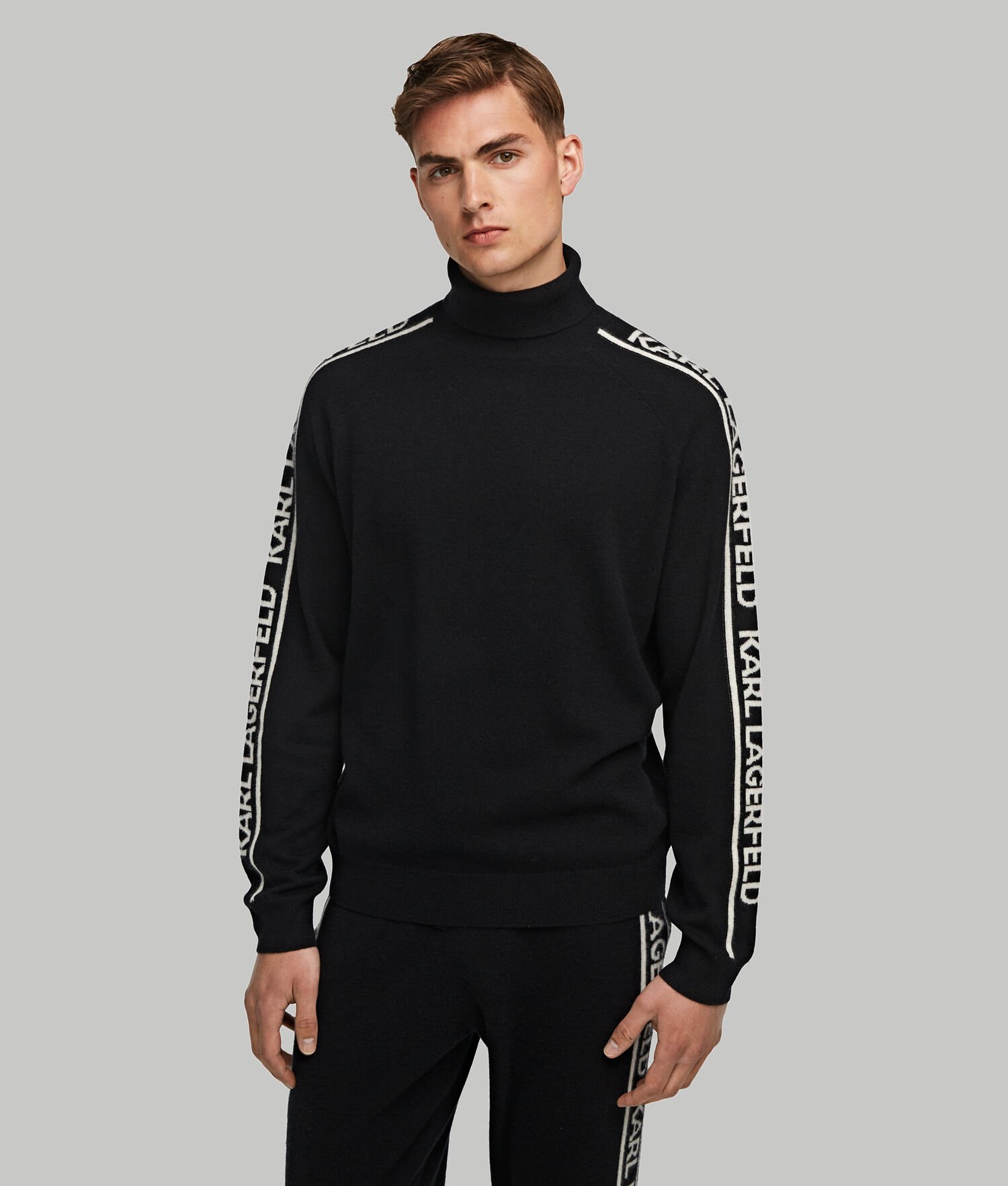 Black Karl Lagerfeld Cashmere Turtleneck Sweater Men\'s Loungewear | USA29SPBC