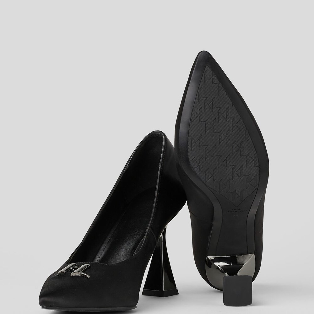 Black Karl Lagerfeld Debut Brooch Court Shoes Women's High Heels | USA56CPOD