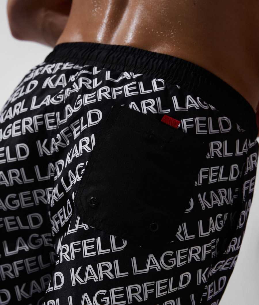 Black Karl Lagerfeld Diagonal Karl Logo Board Shorts Men's Beachwear | USA32PAQY