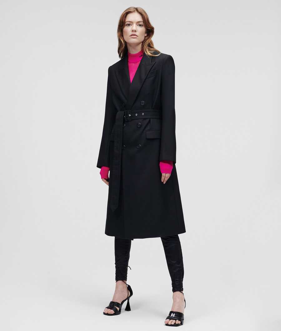 Black Karl Lagerfeld Double-breasted Tailored Women's Coats | USA65CFOJ