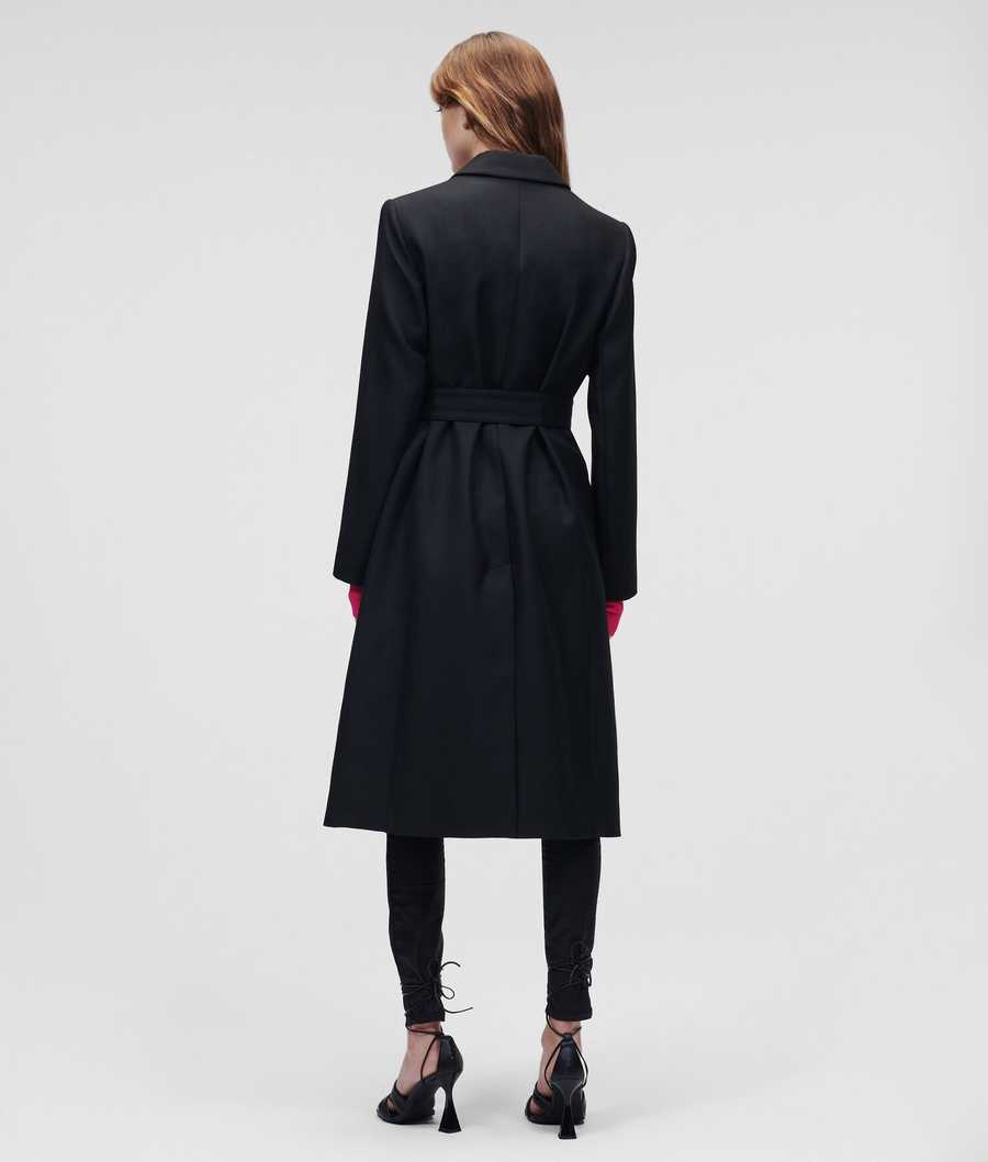 Black Karl Lagerfeld Double-breasted Tailored Women's Coats | USA65CFOJ