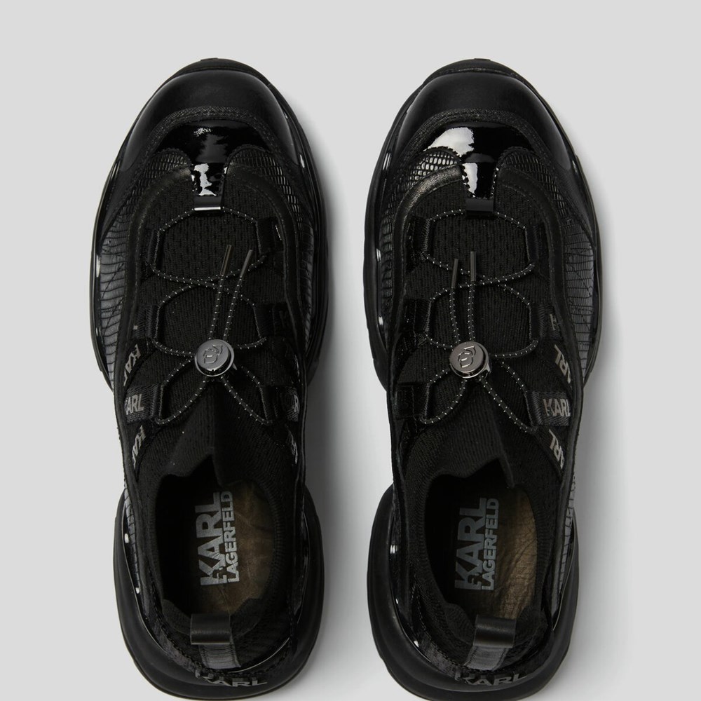 Black Karl Lagerfeld Gemini Krosslace Women's Sneakers | USA60INJC