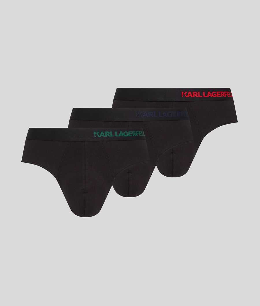 Black Karl Lagerfeld Hip Logo Brief – 3 Pack Men's Underwear | USA86VJTO