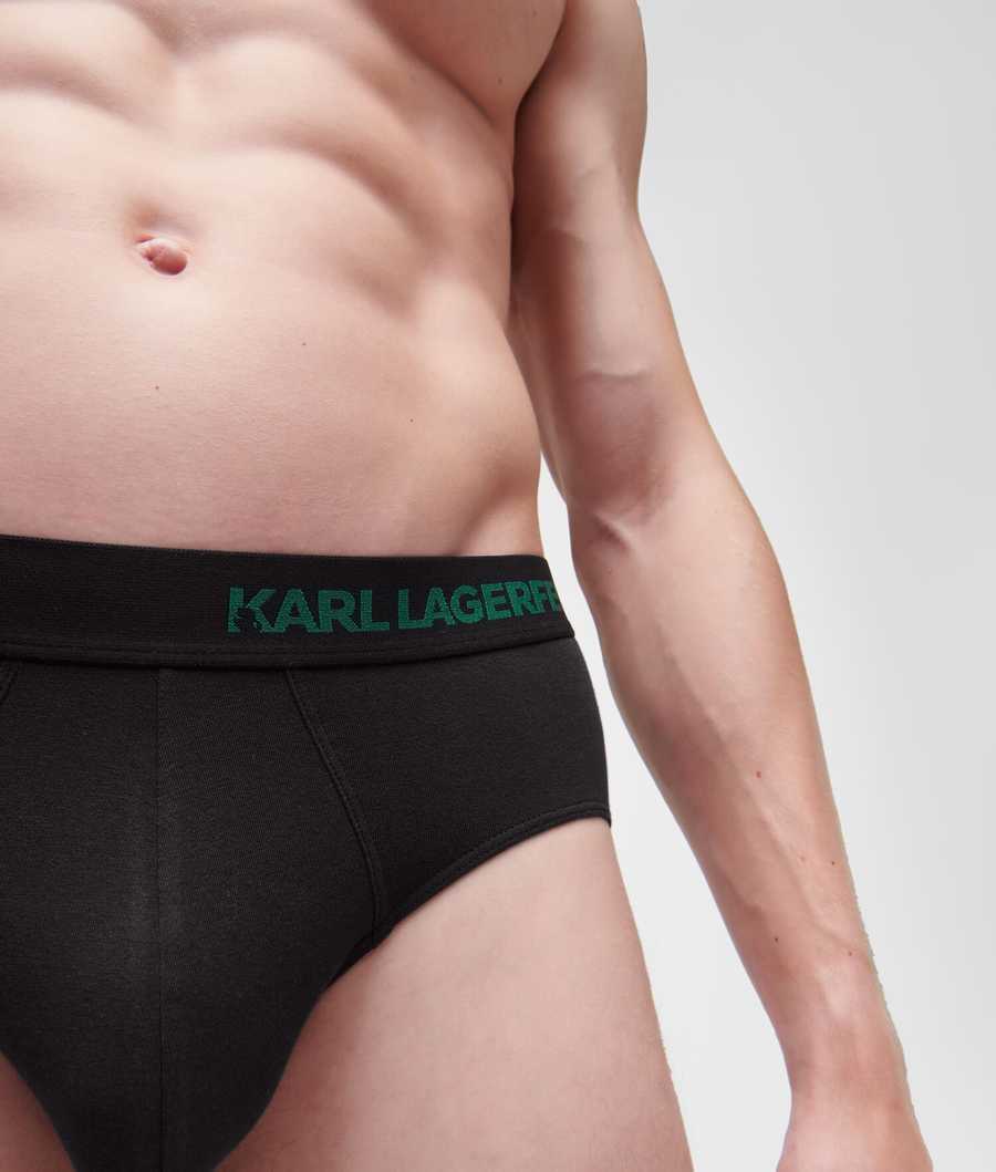 Black Karl Lagerfeld Hip Logo Brief – 3 Pack Men's Underwear | USA86VJTO