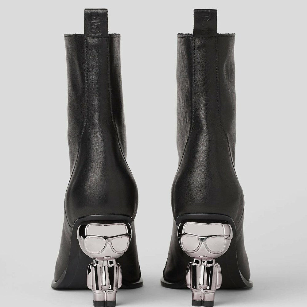 Black Karl Lagerfeld Ikon Heel Zip Ankle Women's Boots | USA27HXRP