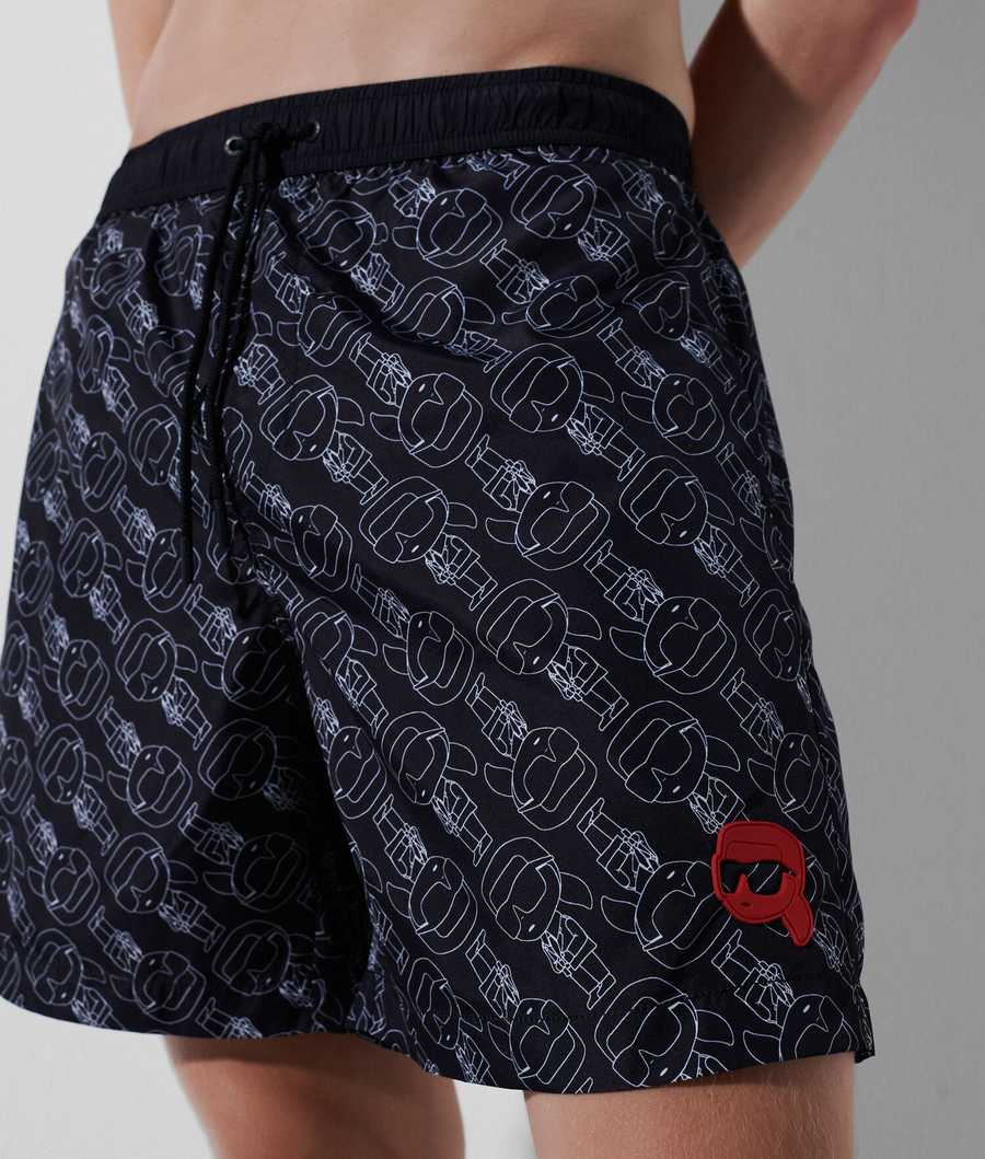 Black Karl Lagerfeld Ikonik 2.0 All-over Print Board Shorts Men's Beachwear | USA94QNTO