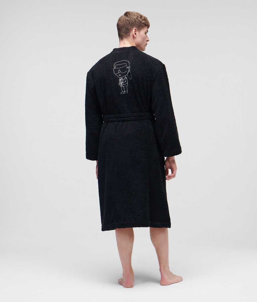 Black Karl Lagerfeld Ikonik 2.0 Bathrobe Men's Loungewear | USA50HKZB