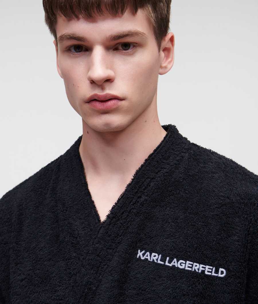 Black Karl Lagerfeld Ikonik 2.0 Bathrobe Men's Loungewear | USA50HKZB