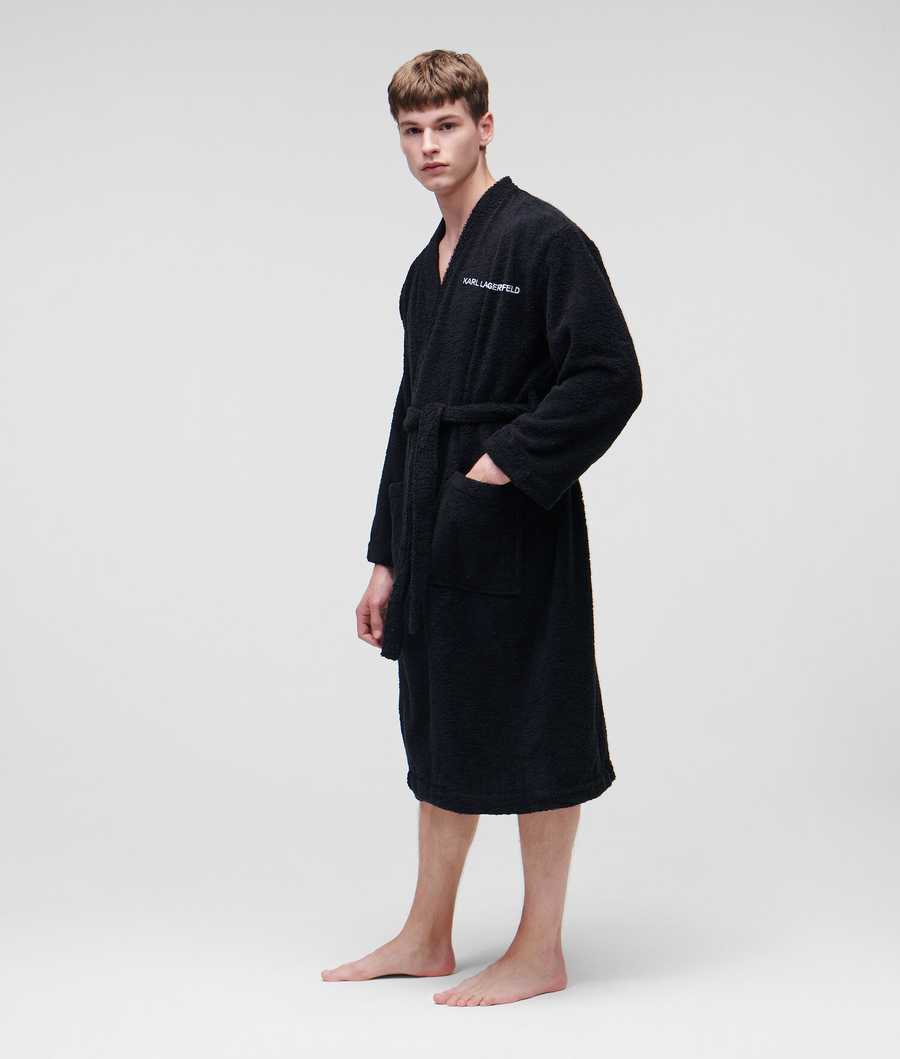 Black Karl Lagerfeld Ikonik 2.0 Bathrobe Men's Loungewear | USA50HKZB