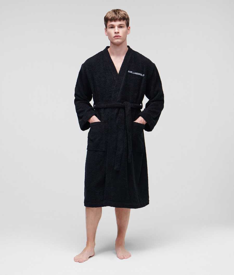 Black Karl Lagerfeld Ikonik 2.0 Bathrobe Men\'s Loungewear | USA50HKZB