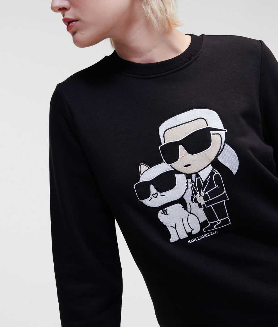 Black Karl Lagerfeld Ikonik 2.0 Karl & Choupette Women's Sweatshirts | USA34CGRX