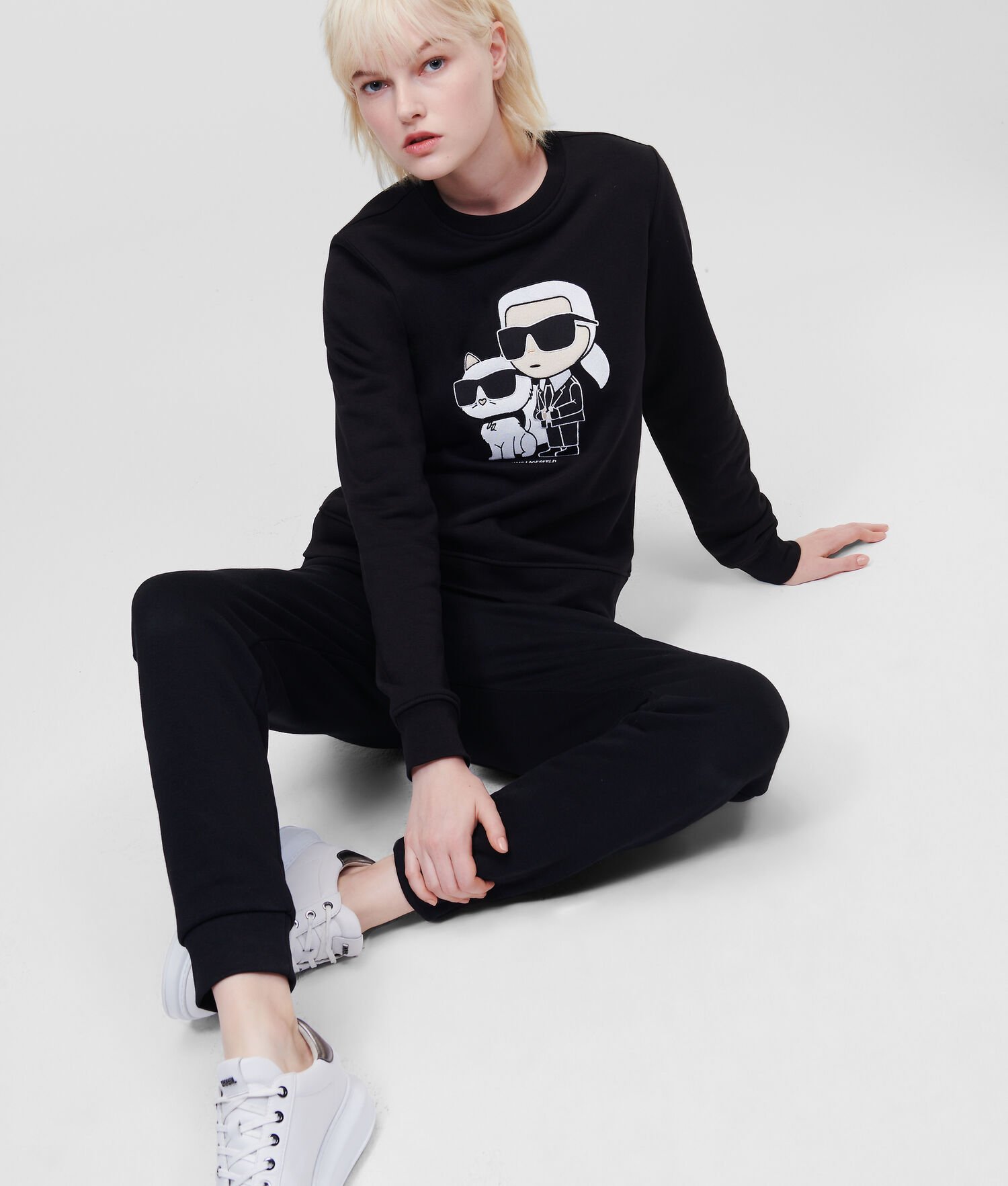 Black Karl Lagerfeld Ikonik 2.0 Karl & Choupette Women's Sweatshirts | USA34CGRX