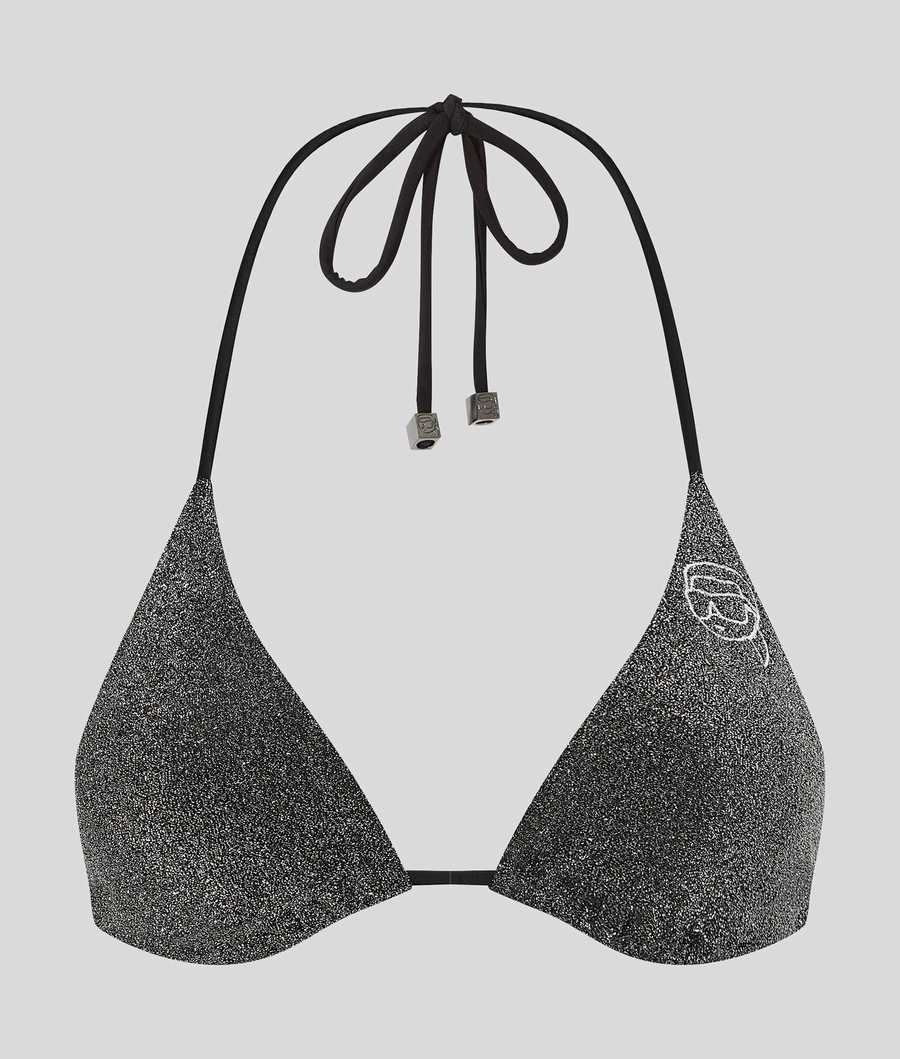 Black Karl Lagerfeld Ikonik 2.0 Lurex Triangle Women's Beachwear | USA36ERIL