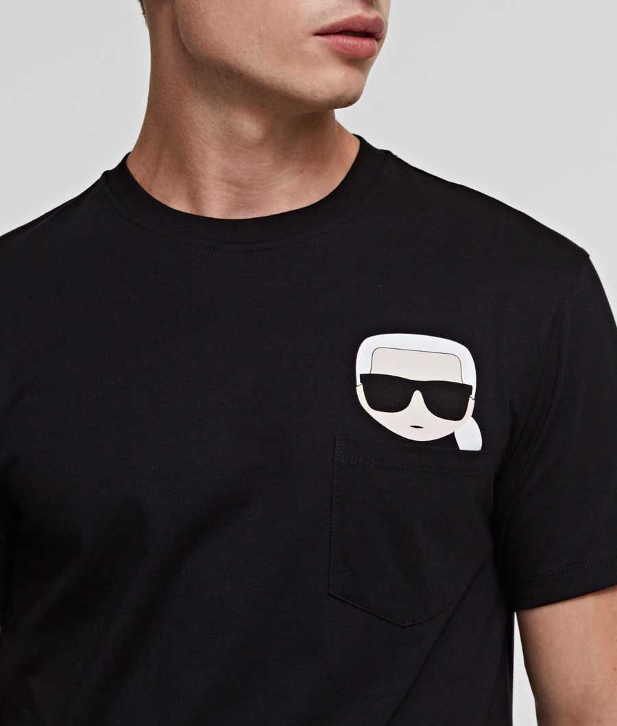 Black Karl Lagerfeld Ikonik Karl Pocket Men's T-Shirts | USA05ARYX