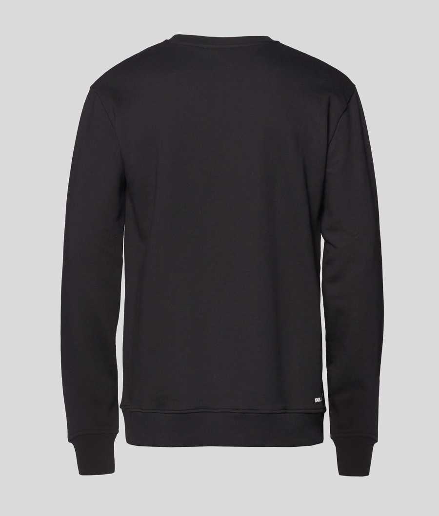 Black Karl Lagerfeld Ikonik Karl Rubber Patch Men's Sweatshirts | USA12JKZA